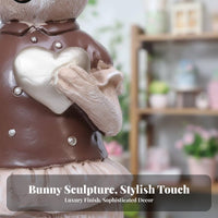 2 Pieces Detailed Craftsmanship Easter Bunny Decoration Hand-Painted Easter Bunny Figurine Rustic Charm for Collectors, Anniversary, Wedding