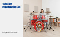 Jazz Drum Set for Kids, Small Size, Cartoon Design, Entry Level, Music Practice, Professional
