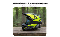 3 Pieces Full Face Motocross Helmet Removable Visor Downhill Mountain Bike Helmet Washable Liner Impact-Resistant Headwear for Teens, Outdoor
