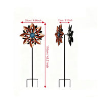 Flower Wind Windmill Decorative Metal Wind Windmill Weather-Resistant Yard Art for Lawn