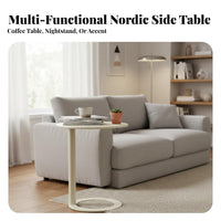 Nordic Design Round Side Table Light Luxury Small Side Table Space-Saving Versatile for Apartment Dwellers, Homeowners, Interior Designers, Bedroom, Home Office, Balcony, Entryway