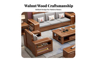 Wooden Frame Sofa with Drawers New Chinese design aesthetic sectional Storage Sofa Modern Minimalist living area design Room Furniture for Homeowners, Home, Lounge Area