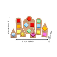 40 Pieces Wooden Building Blocks with Acrylic Colorful Building Blocks with Acrylic Openings Toy for Daycare