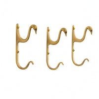 3 Pieces Brass Swan Hook Gold-Toned Household Hardware Space Saving