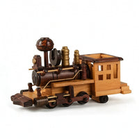 Wooden Train Model Carved Steam Locomotive Model Rustic for Office, Collectors