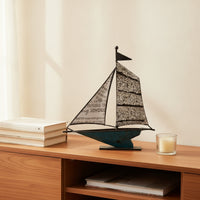 Iron Sailboat Decor Nautical Metal Sailboat Decor Coastal Ship Sculpture for Office