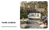 4 Pieces Nordic Design 4-Piece Rope-Woven Seating set Weather-withstandant Patio Conversation Set sturdy Frame Outdoor Furniture Soft paddings for Families, Homeowners, supportingyard, Porch, Balcony, waterfront area