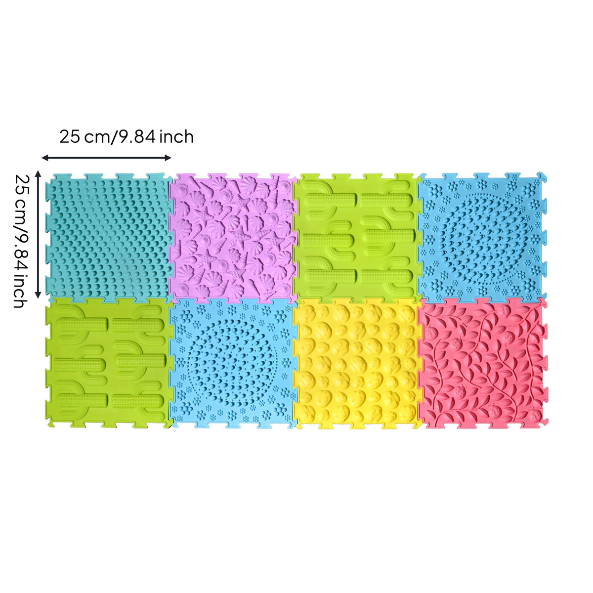 8 Pieces Sensory Mat with Textured Tiles Textured Interlocking Puzzle Tiles Flexible for Kids