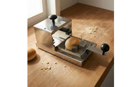 Push-Slide Mechanism Hamburger Bun Cutter Adjustable Height Manual Bun Cutting Machine Easy to Clean Food Equipment Polished Metal Finish
