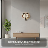 Modern Design Kitty Cat Clock Iconic Design Digital Clock with Hooks Date and Temperature Display for Families, Living Room, Bedroom