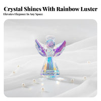 Faceted Glass Angel European Design Spectral Angel Statue Reflects Iridescent Display House Decoration for Collectors, Mom, Living Room, Hotel