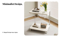 Rolling C-Shaped Table with Wheels Household Furniture Space-Saving for Apartment Dwellers, Telecommuters, Living Room, Small Areas, Home Office