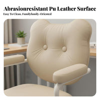 Upholstered Rolling Chair Ergonomic Design Bear-Shaped Dressing Chair Adjustable Height Computer Seat for Students, Adults, Bedroom, Study Room