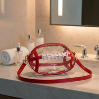 Waterproof Rugby Ball Bag Lightweight Clear PVC Shoulder Bag Transparent Design Travel Accessory Easy to Clean for Toiletries, Daily Carry