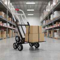 Foldable Stair Climbing Hand Truck Telescoping Handle Heavy Duty Stair Climber Utility Cart Sturdy Frame 6-Wheel Folding Dolly for Shopping, Warehouse, Moving