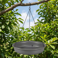 Hanging Bird Feeder and Decorative Bird Bath, Large Size Resin Tray with Drainage Holes, Round Mesh Feeder for Adult Garden and Outdoor Decor