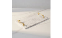 Marble Tray with Handles Rectangular Stone Tray with Gold Handles Multipurpose Modern for Dresser, Bathroom Counter