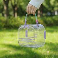 Portable Bird Cage and Transparent Bird Cage with Cover, Outdoor Bird Carrier for Parrot, Small Size Handheld Animal Transport with Perch