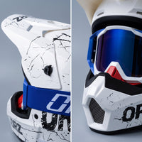 Off-Highway Dirt Bike Helmet with Goggles Graphic Full-Face Helmet with Visor Comfortable Sturdy for Riders, Motocross, Downhill Riding, Karting