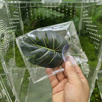Turtle Basking Perch with Artificial Leaf Decoration, Suction Cup Crested Gecko Tank Resting Area for Betta Aquatic Pet