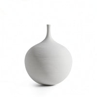 Ceramic Vase with Slender Neck Textured Sculptural Bottle Vase Matte Brushed for Tabletop Decoration, Home Display