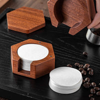 Hexagonal Coffee Filter Holder with Cutout Wooden Coffee Filter Holder Compact Organizer Solid Wood for Baristas, Kitchen Counter