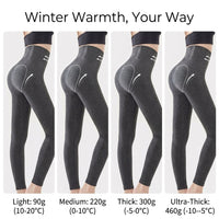 Thermal Leggings for Women with High Waist Fleece Lined for Winter, Combed Footed Tights for Autumn, Soft for