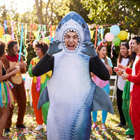 Full-Body Shark Costume Novelty Shark Costume with Fin and Tail Comfortable Wearable Suit Soft for Cosplay