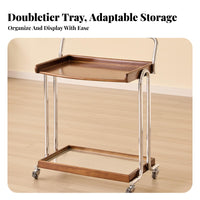 Century-Century Design 2-Tier Rolling Trolley Multi-Functional 2-Tier Rolling Organizer Multifunctional Side Table on Wheels Space-Saving for Apartment Dwellers, Design Enthusiasts, Living Room, Small Areas, Bedroom, Bathroom
