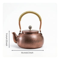 Hammered Copper Teapot Retro Copper Teapot with Wrapped Handle Thickened for Desk Display