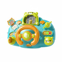 Interactive Play Stroller Steering Wheel Toy Lights and Sounds Baby Driving Simulator Multifunctional Bear Themed Driving Console Early Educational for Travel