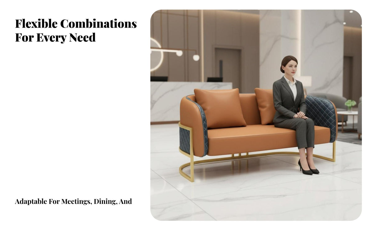 3 Pieces Curved rear Accent Chair and Table Set Light Luxury Design Reception Seating Modern design Commercial Furniture for Sales Center, Small Spaces