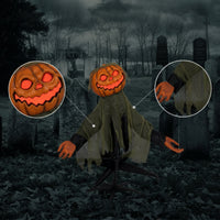 Halloween Pumpkin Decoration Freestanding with Pumpkin Head Large Moving Halloween Decoration for Front Porch