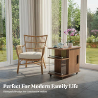 With casters Mobile Storage Side Cabinet Multifunctional Multi-Tier Utility Table Space Saving &coffee utility cart space-efficient Design for Apartment Dwellers, homeowners, Office Workers, Living Room, Small areas, Bedroom, Kitchen