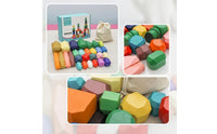 28 Pieces Wooden Stacking Rocks Faceted Wooden Balancing Stones Stacking Stones Smooth Toy Geometric for Toddlers, Playroom