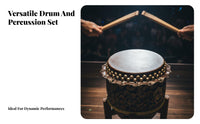 Cowhide Drumhead Lion Dance Drum Traditional Design Chinese Lion Dance Drum Long-Lasting Percussion Instrument Handmade for Beginners, Cultural Performers, Practice Sessions, Stage Performances, Holiday Celebrations, Music Class