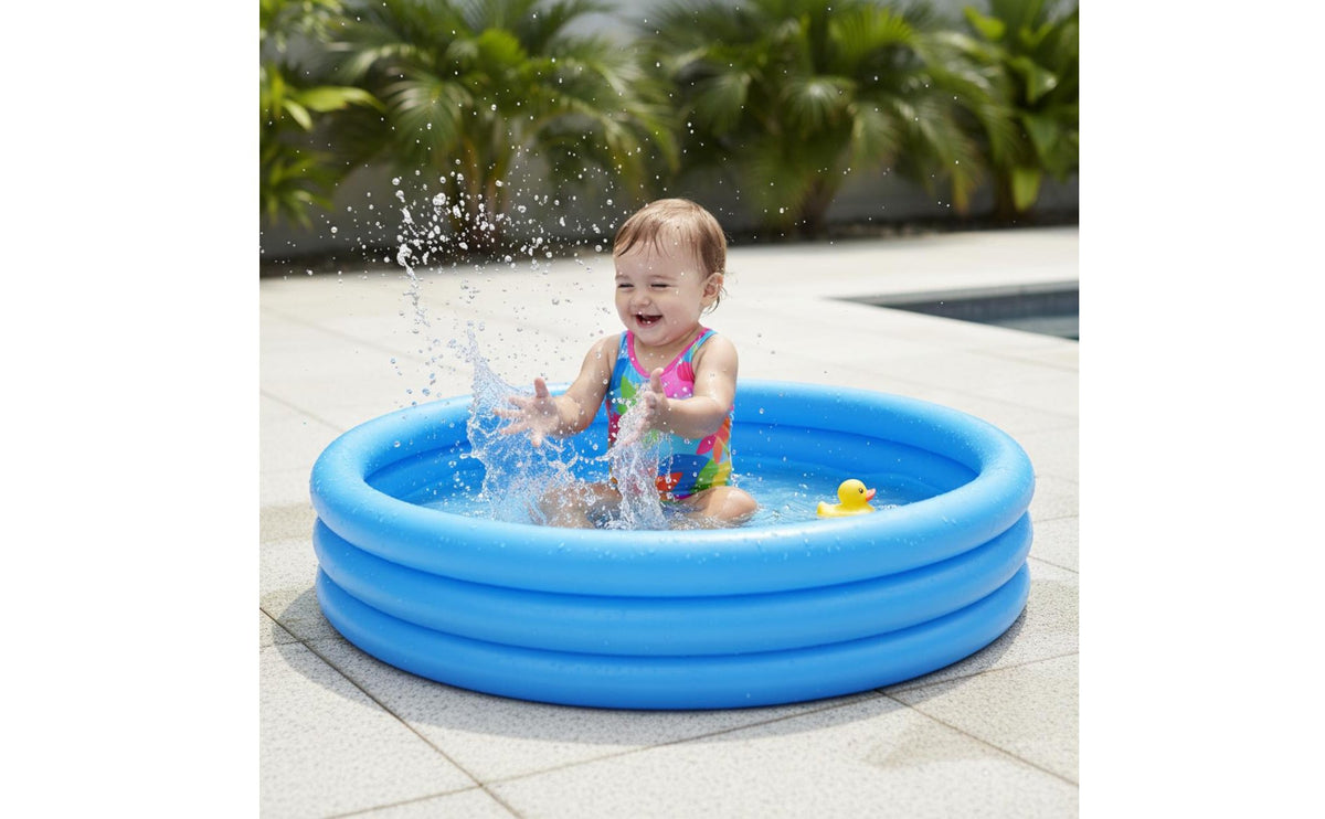 Triple-Loop Inflatable Pool Multi-Functional Triple-Loop Kiddie Pool Easy to Inflate Inflatable Ball Play Area for Young Children, Infants, Outdoor