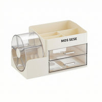 Makeup Organizer with Rotating Compartment Space-Saving Makeup Organizer with Compartments Compact Storage Box for Washroom Counter