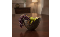 Hammered Decorative Bowl Lustrous Centerpiece Bowl Extended Boat-Shaped Tray Multipurpose for Dining Table