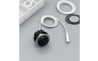 Retrofit Foot-Operated Toilet Switch Chrome Circular Trim Toilet Push Button White Cable Single Flush Button Connector End