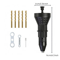 Metal Front Electric Rivet Head Black Housing Rivet Adapter Head Cylindrical Tool Accessory Easy to Use