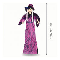 Sound Activated Hanging Witch Ghost indoor/outdoor Witch Ghost with Light-up Eyes Easy to Install Animated Halloween Prop Battery Powered for Haunted Houses, Entryways