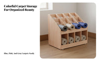 Solid Wood Wooden Exercise Mat Rack Stable and Sturdy Wooden Exercise Mat Holder Space-Saving Kindergarten Blanket Rack High Load-Bearing Capacity for Children, Teachers, Home Gym, Classroom, Playroom