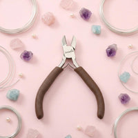 Brown Handles Jewelry Making Plier Metal Body Wire Working Plier Silver Toned Craft Tool Polished Finish for DIY Crafting