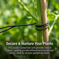 Reusable Gardening Twist Ties, Flexible Plant Ties with Cutter, Black Synthetic Coated Iron Garden Wire for Tomato & Climbing Plants