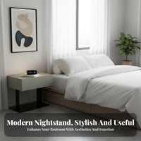 Minimalist Design Single-Drawer Cabinet with Plate Base Italian aesthetic Nightstand Motion detector Light Bedside Table Sturdy Frame for Homeowners, Apartment Dwellers, Students, Small Spaces, Hallpath, Home Office