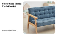 sturdy Wood Frame Upholstered Two-Seater child's Bench Nordic design kids' Furniture Comfortable Seating Toddler Couch Sturdy Construction for Children, Toddlers, Preschoolers, Kindergarten, Playroom, Bedroom, Living Room