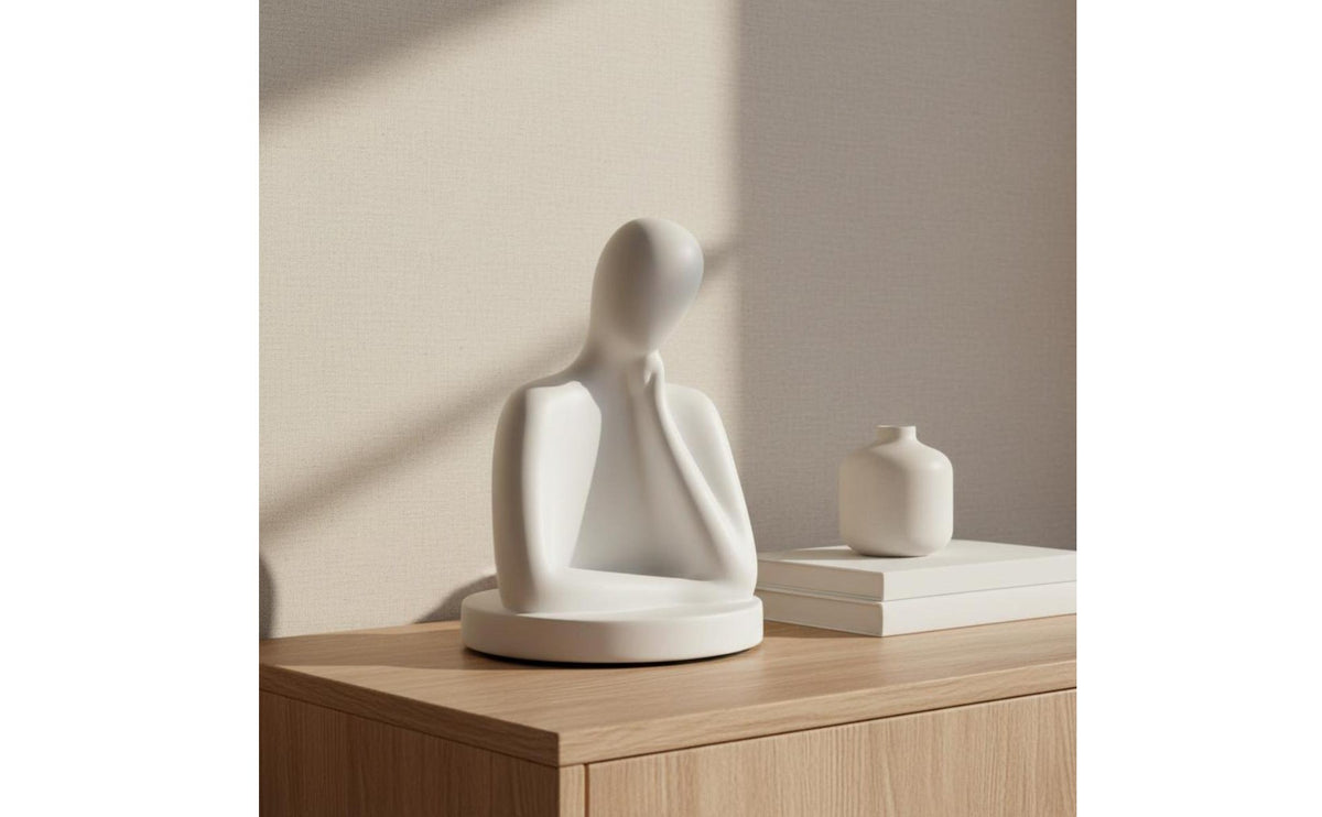 Nordic Human Sculpture Minimalist Family Statue Pensive Person Ornament for Living Room, Entryway, Bookshelf