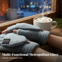2 Pieces Fold-over Gloves Korean Design Fold-over Fingerless Gloves Half Finger Mittens Gender-Neutral Transformable Mittens