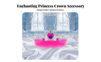 Princess Feather Crown Sparkling Feathered Party Tiara Princess Headband Single Size Accommodates All Heart Crystal Headband